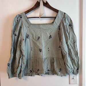 Cottage Core Floral Embroidered Women's Top